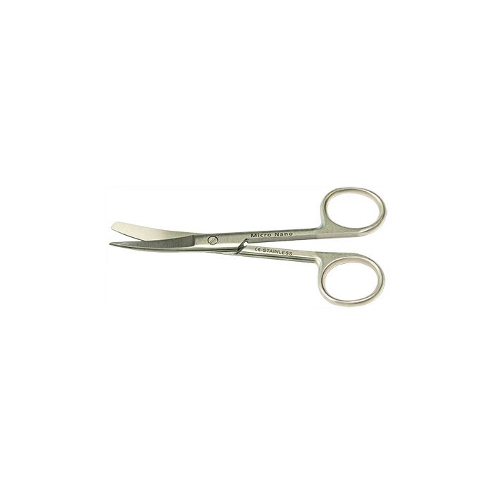 EM-Tec H11C microscopy lab scissors, sharp/blunt tips, curved, 110mm, 410 st. st.