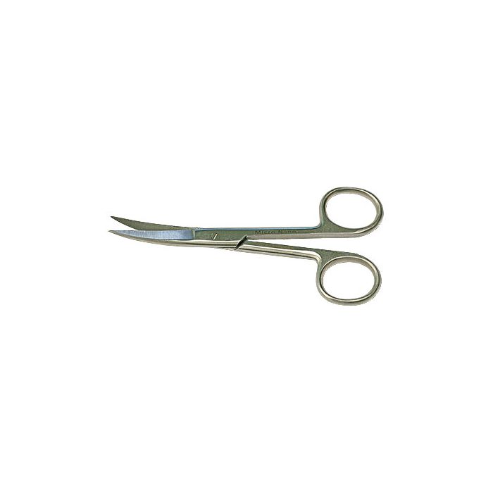 EM-Tec S11C microscopy lab scissors, sharp tips, curved, 110mm, 410 st. st.