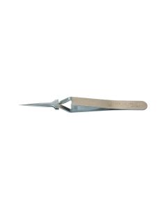 EM-Tec 5UFX.AM high precision reverse action tweezers, style 5UF, ultra-fine straight tips, anti-magnetic stainless steel 